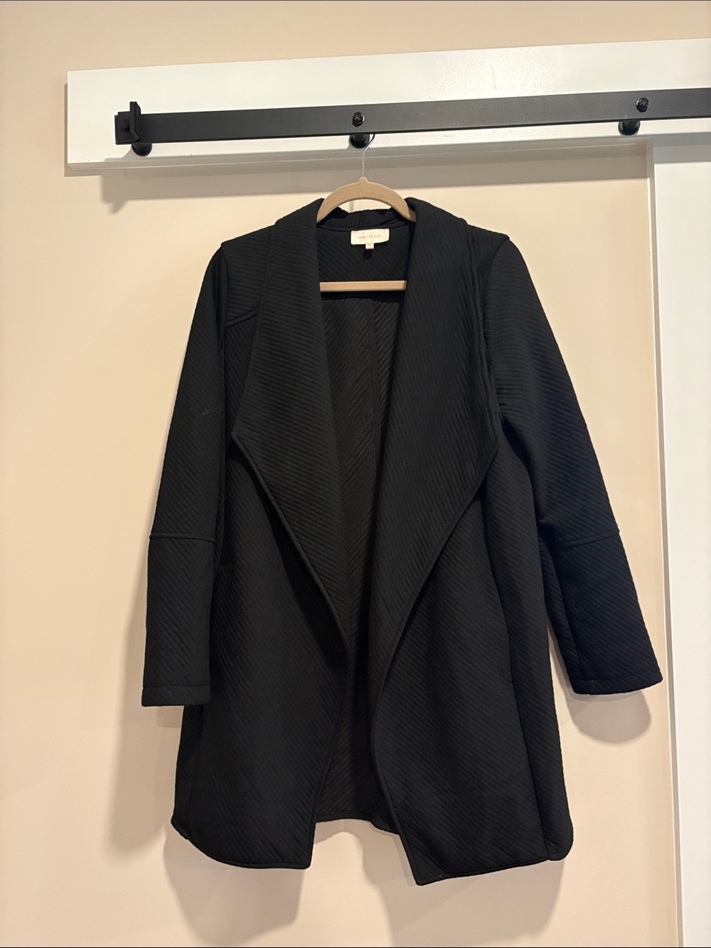 Skies Are Blue Black Draped Open-Front Trench Coat